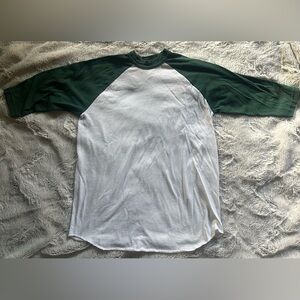 Soffe Youth Baseball Softball Tee T-shirt 3/4 Sleeves Sz (8) Small White Green